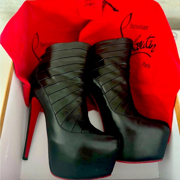 CHRISTIAN LOUBOUTIN Nappa Amor 160 Platform Ankle Booties Size 39.5 Black - Picture 8 of 8